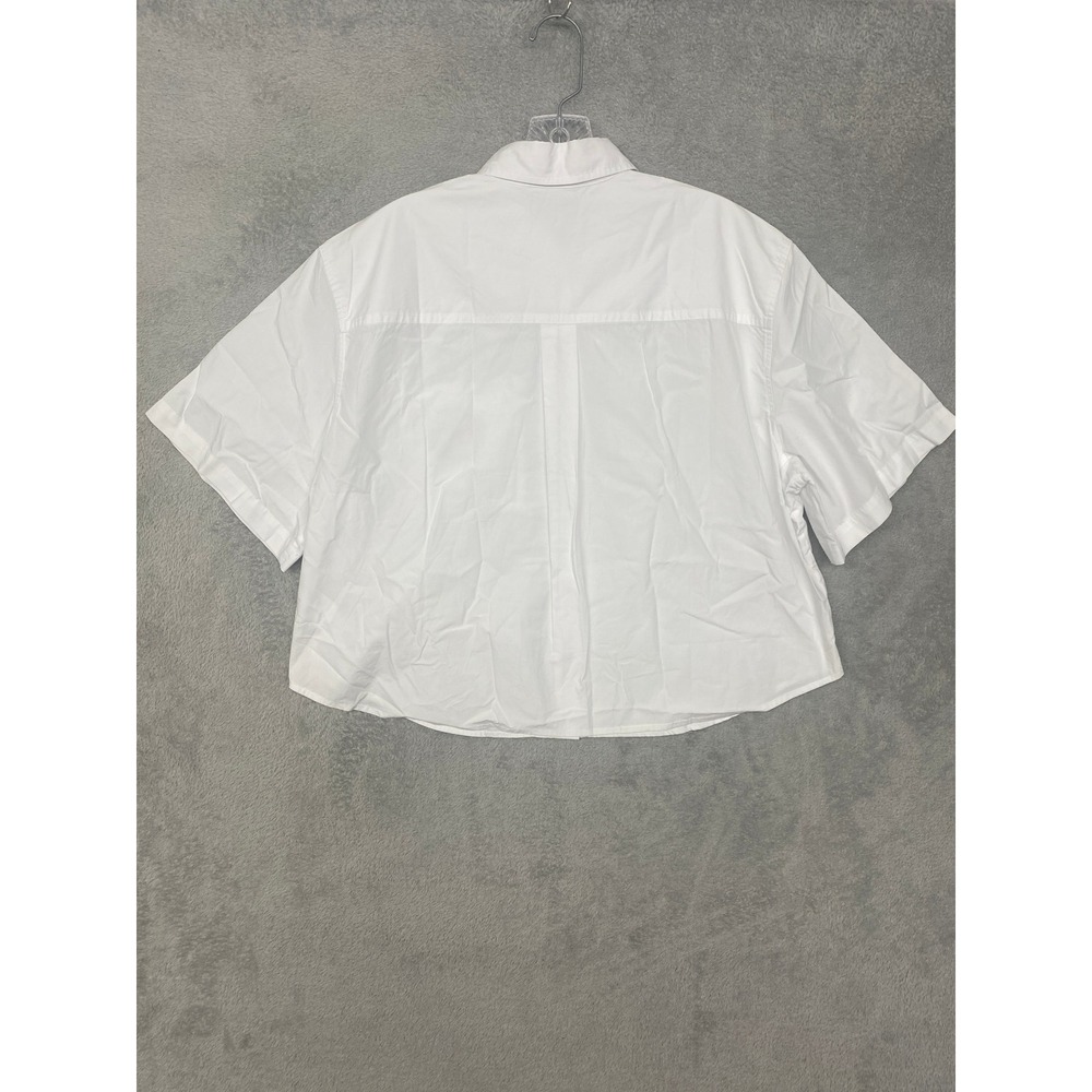 Madewell Top Medium White Straight Hem Short Sleeve Shirt in Poplin Button NZ454 - Picture 10 of 11